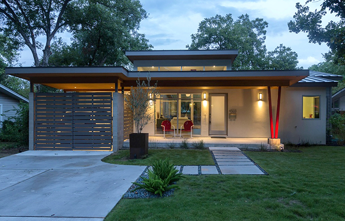 white and red modern home in rosedale austin 